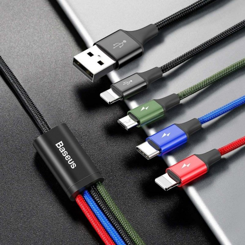 Kabel USB Baseus Fast 4w1 USB-C / 2x Lightning / Micro 3,5A 1,2m (czarny)