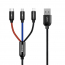 Kabel USB Baseus 3w1 USB-C / Lightning / Micro 3,5A 0,3m czarny