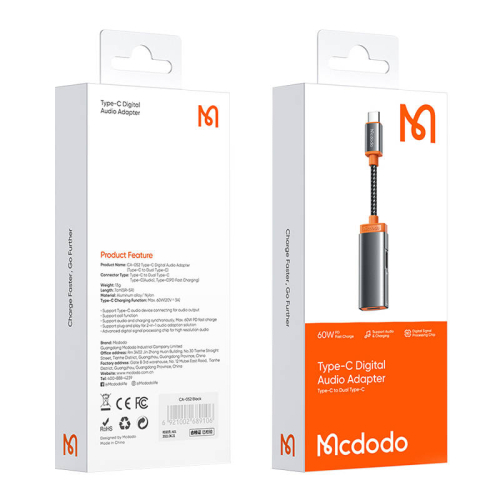 Mcdodo adapter przejściówka USB-C do 2x USB-C CA-0520 PD 60W czarny