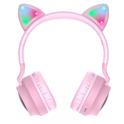 Bezprzewodowe słuchawki Bluetooth 5.0 HOCO W27 Cat Ear różowe