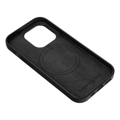 Etui Leather Mag Cover kompatybilne z MagSafe do iPhone 12 czarne