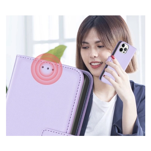 Etui Leather Wallet do Xiaomi Redmi 13C fioletowe