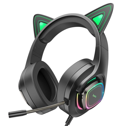 Słuchawki z mikrofonem HOCO W107 Cute Cat Elf czarne