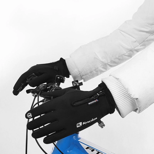 Rękawiczki sportowe do telefonu zimowe (rozmiar XL) - czarne