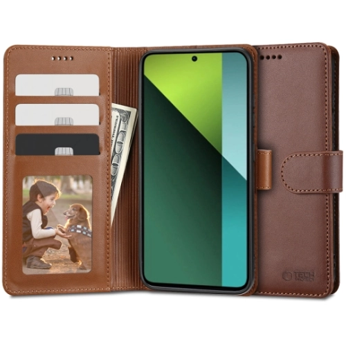 Etui TECH-PROTECT Wallet do Redmi Note 13 Pro 5G / POCO X6 5G brązowe