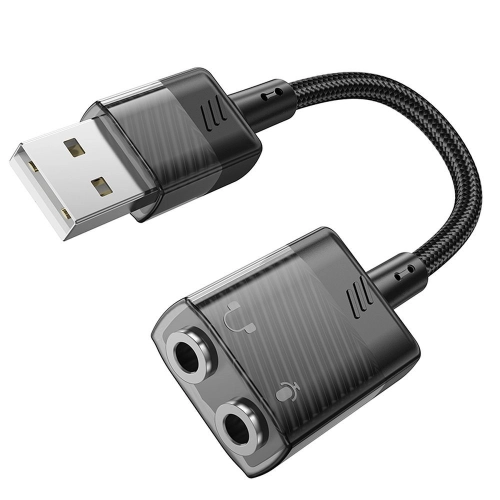Adapter AUX USB do 2x Jack 3,5mm (żeński) HOCO Spirit LS37 czarny