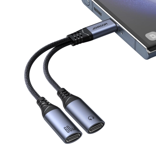 Adapter DAC 2w1 Joyroom SY-C03 USB-C do 2x USB-C czarny