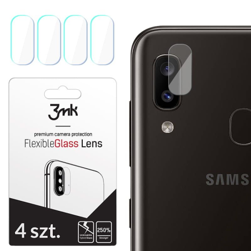 Szkło hybrydowe na aparat (4szt) 3MK FlexibleGlass Lens do Samsung Galaxy A20e