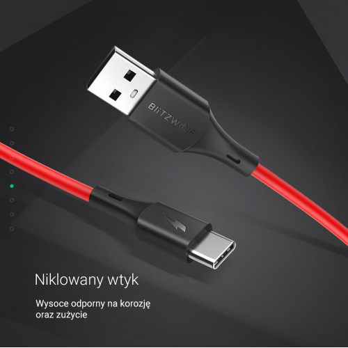 Kabel Blitzwolf BW-TC15 USB-C 3A 1,8m czerwony