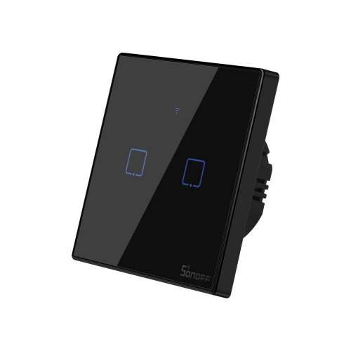 Dotykowy włącznik światła WiFi + RF 433 Sonoff T3 EU TX (2-kanałowy) czarny