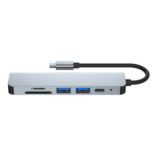 Adapter HUB 6w1 Tech-Protect V4 USB / USB-C / HDMI / micro SD / TF szary