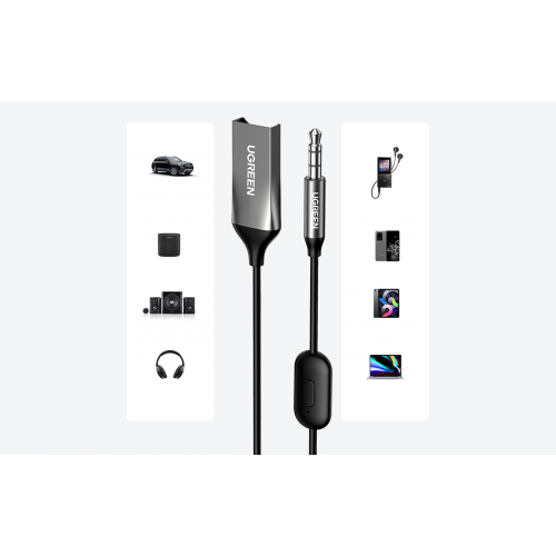 OUTLET Adapter audio Bluetooth 5.0 UGREEN, USB, AUX czarny