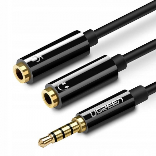 UGREEN AV141 Rozdzielacz audio AUX kabel mini jack 3,5 mm do słuchawki + mikrofon czarny