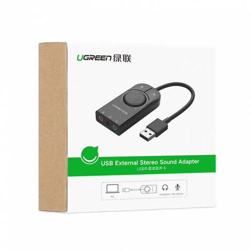 Zewnętrzna karta dzwiękowa UGREEN adapter USB - 3,5 mm mini jack z regulacją głośności