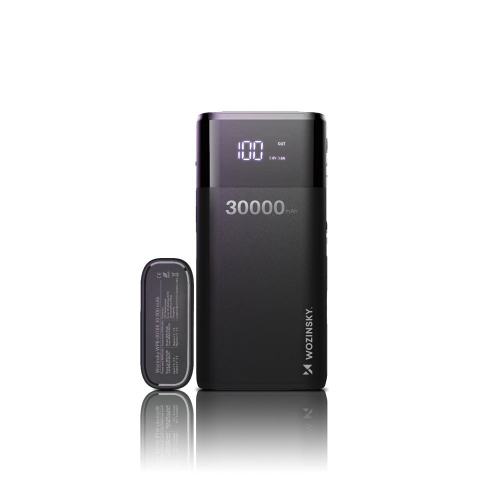 Wozinsky Powerbank 4x USB 30000mAh z wyświetlaczem LCD czarny