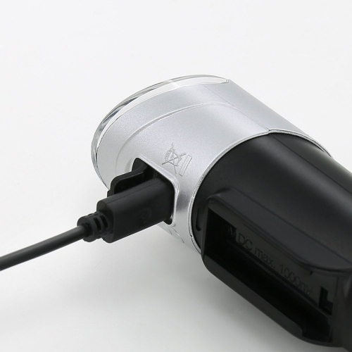 Przednia lampka rowerowa Wozinsky ładowana micro USB czarno-srebrna