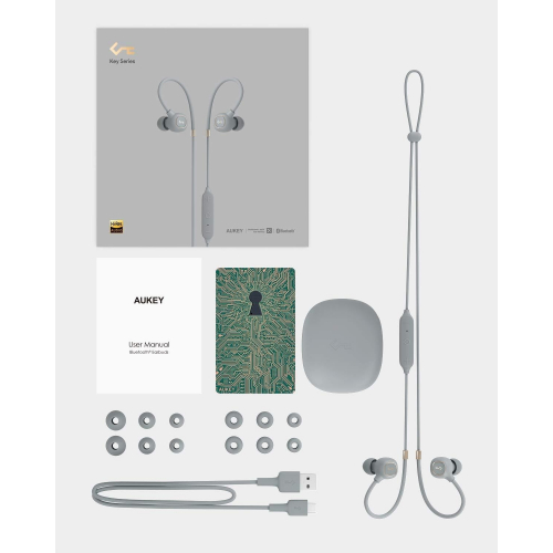 Bezprzewodowe słuchawki douszne Aukey EP-B80 jasnoszare