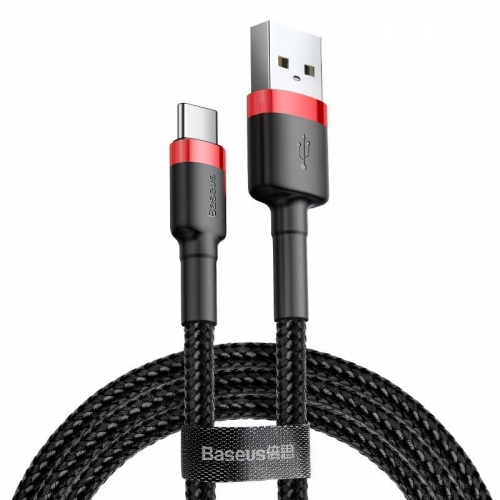 Wzmocniony kabel Baseus USB-C Typ C 2A 2m czarno-czerwony
