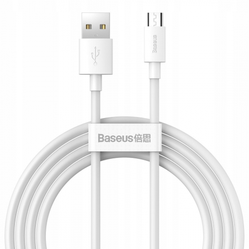 Kabel micro USB do USB (2 szt.) Baseus Simple Wisdom, 2.1A, 1.5m biały
