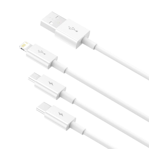 Baseus Superior kabel 3w1 USB do microUSB / USB-C / Lightning iPhone 3.5A 1,5m biały