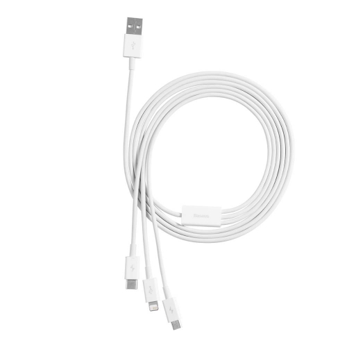 Baseus Superior kabel 3w1 USB do microUSB / USB-C / Lightning iPhone 3.5A 1,5m biały
