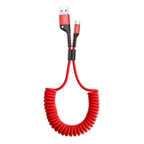 Baseus kabel elastyczny / sprężyna Fish Eye Typ-C 1m czerwony
