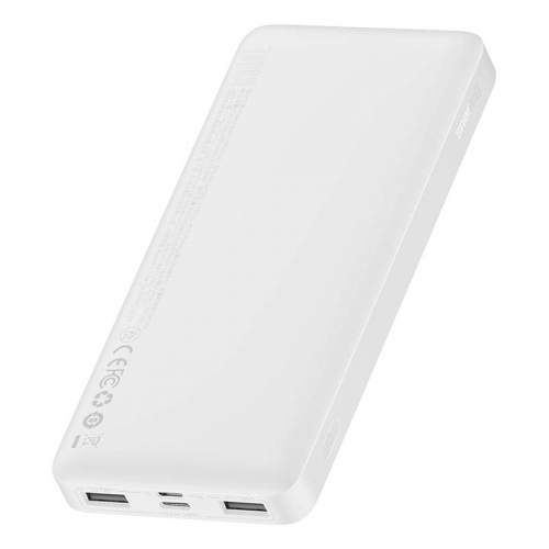 PowerBank Baseus Bipow 10000mAh, 2xUSB, USB-C, 15W biały