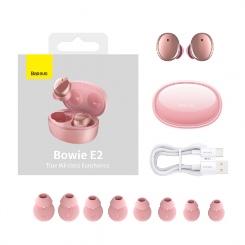 Bezprzewodowe słuchawki Baseus Bowie E2 TWS, Bluetooth 5.2 różowe