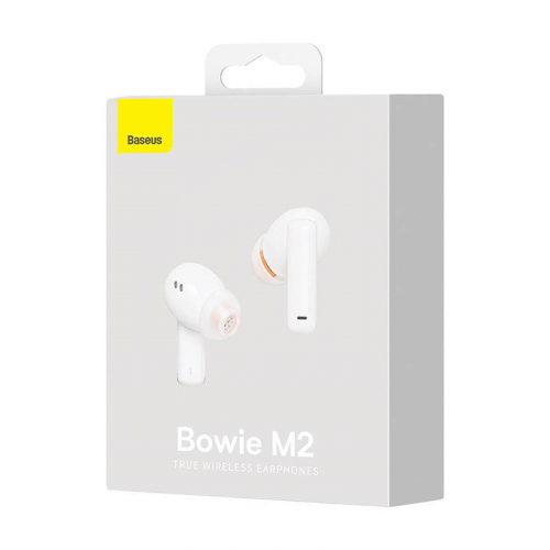 Bezprzewodowe słuchawki Baseus Bowie M2 TWS, Bluetooth 5.2 białe