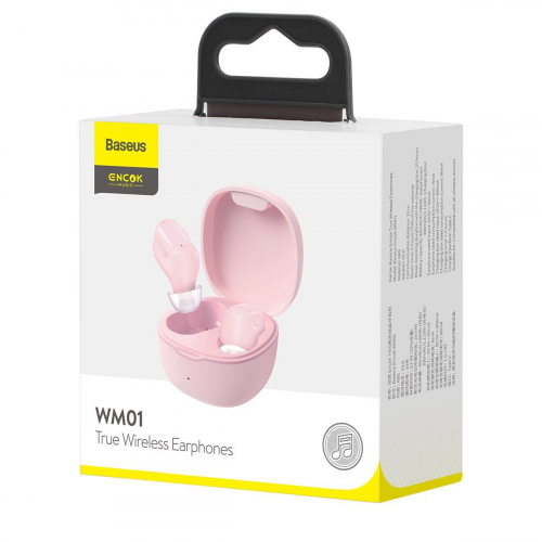 Bezprzewodowe słuchawki Baseus Encok WM01 TWS, Bluetooth 5.0 różowe