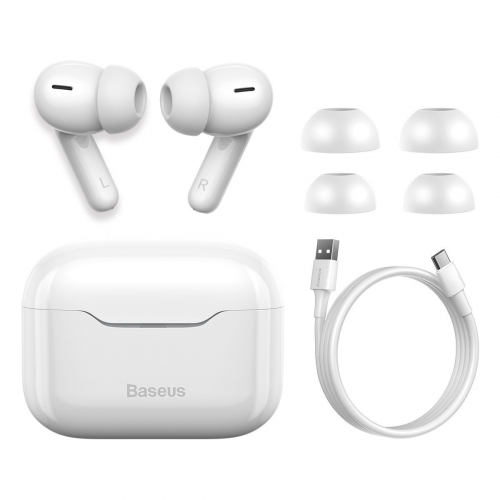 Bezprzewodowe słuchawki Baseus SIMU S1 TWS, Bluetooth 5.1 z funkcją ANC białe