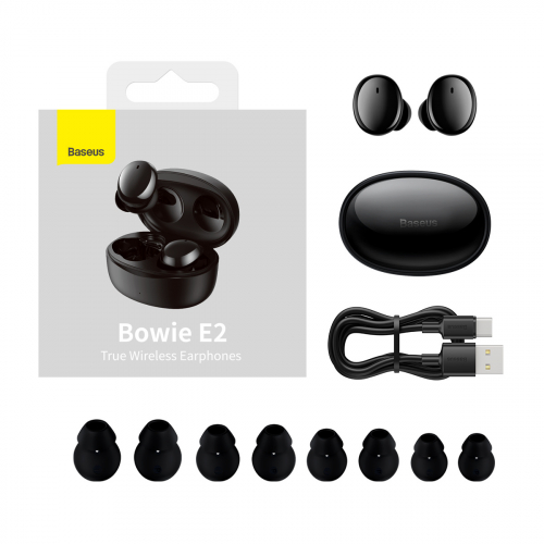 Bezprzewodowe słuchawki Baseus Bowie E2 TWS, Bluetooth 5.2 czarne