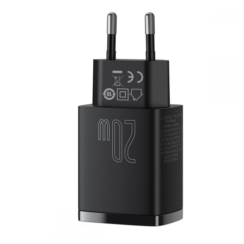 Ładowarka sieciowa Baseus Compact QC 3.0 USB + USB-C PD 3.0 20W czarna
