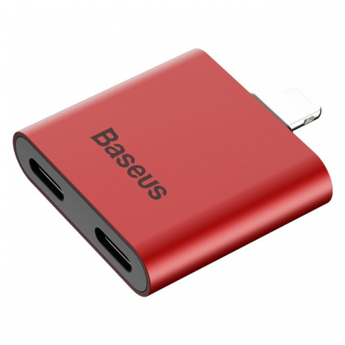Adapter / przejściówka Baseus L39 2x Lightning do iPhone'a czerwony