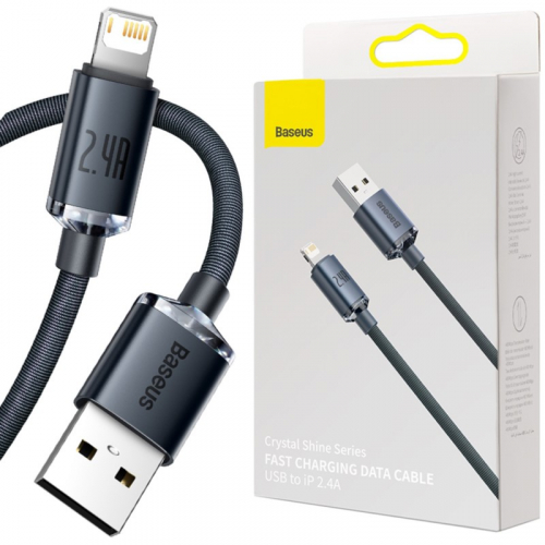 Kabel Baseus Crystal USB / Lightning 2.4A 1,2m czarny