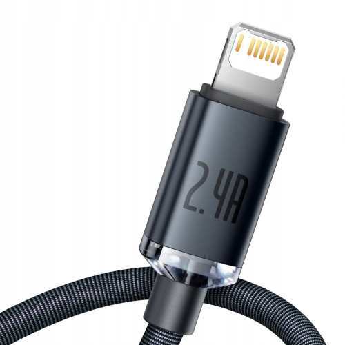Kabel Baseus Crystal USB / Lightning 2.4A 1,2m czarny