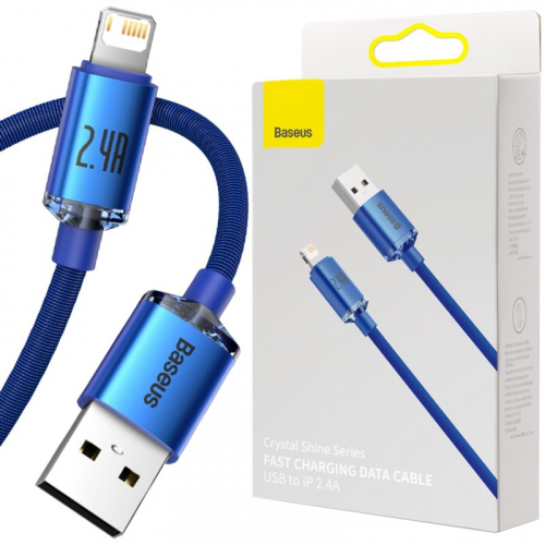Kabel Baseus Crystal USB / Lightning 2.4A 1,2m niebieski