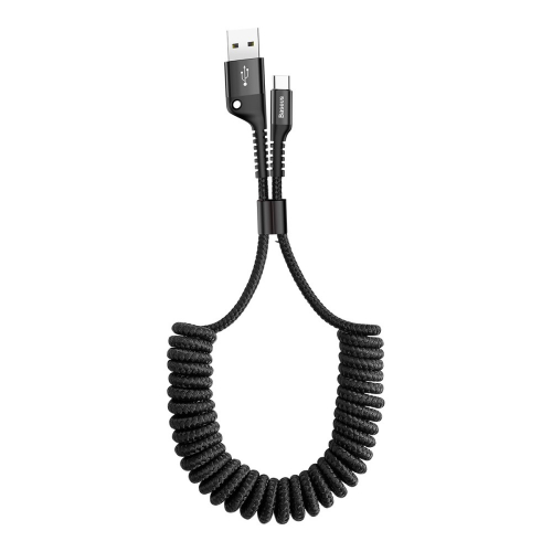 Baseus kabel elastyczny / sprężyna Fish Eye Typ-C 1m czarny