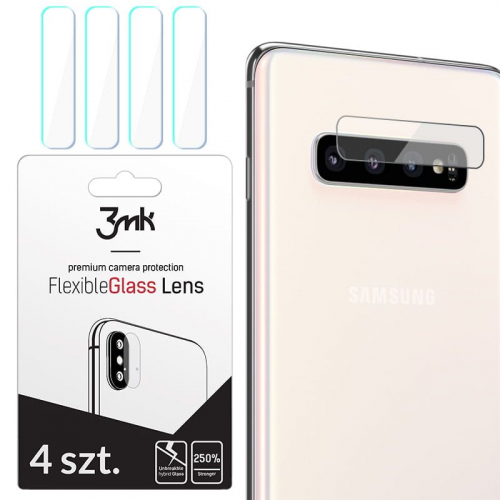 Szkło hybrydowe na aparat (4szt) 3MK FlexibleGlass Lens do Samsung Galaxy S10 Plus