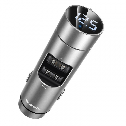 Baseus transmiter FM Bluetooth ładowarka samochodowa 3,1A Energy Column  srebrny