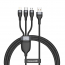 Kabel 3w1 Baseus Flash microUSB / USB-C / Lightning 5A 40W 1.2m czarny