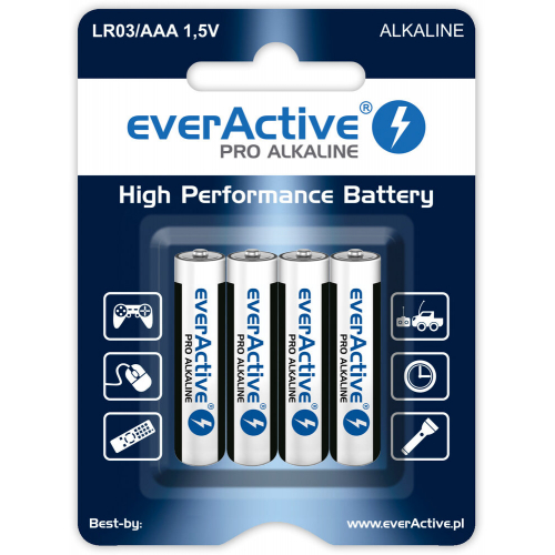 Baterie alkaliczne 4 sztuk everActive Pro LR03 / AAA (blister)