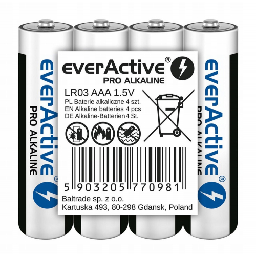 Baterie alkaliczne 4 sztuk everActive LR03 AAA