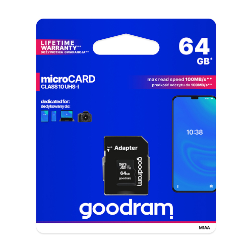 Karta pamięci GoodRam microSDXC Class 10 64GB + adapter