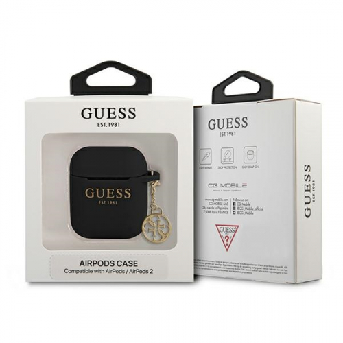 Etui GUESS Silicone Charm 4G Collection do Apple Airpods 1 / 2 czarny
