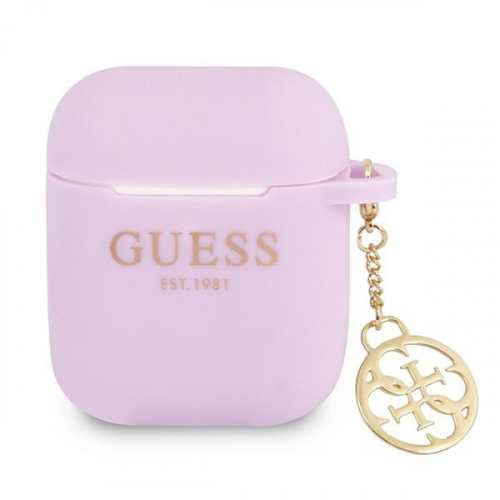 Etui GUESS Silicone Charm 4G Collection do Apple Airpods 1 / 2 fioletowy