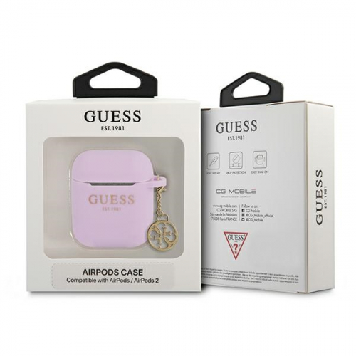 Etui GUESS Silicone Charm 4G Collection do Apple Airpods 1 / 2 fioletowy