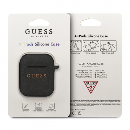 Etui GUESS Silicone Glitter Collection do Apple Airpods 1 / 2 czarny