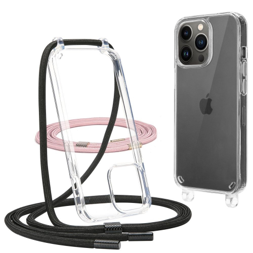 Etui Tech-Protect Flexair Chain do iPhone 12 / 12 Pro czarna + różowa smycz