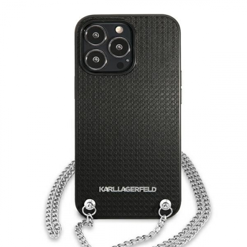 Etui KARL LAGERFELD Leather Textured and Chain do iPhone 13 / 13 Pro czarne